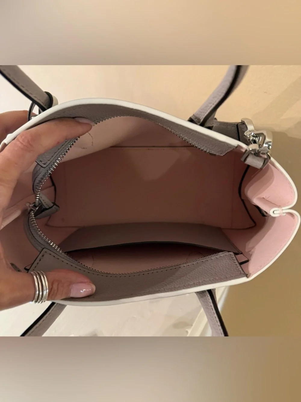 Kate Spade Eva Top Zip Satchel Soft Grey EUC - Picture 13 of 17